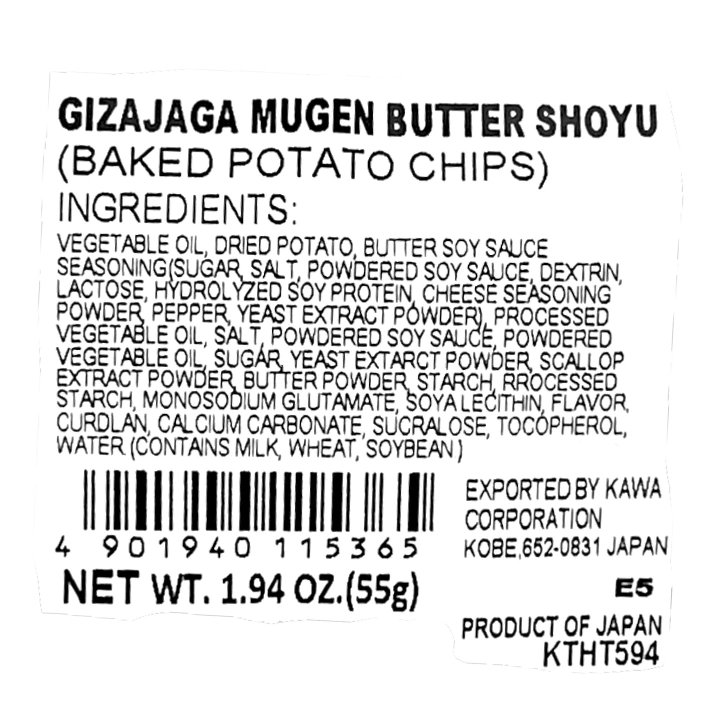Tohato Giza Jaga Mugen Butter Shoyu 1.94 oz