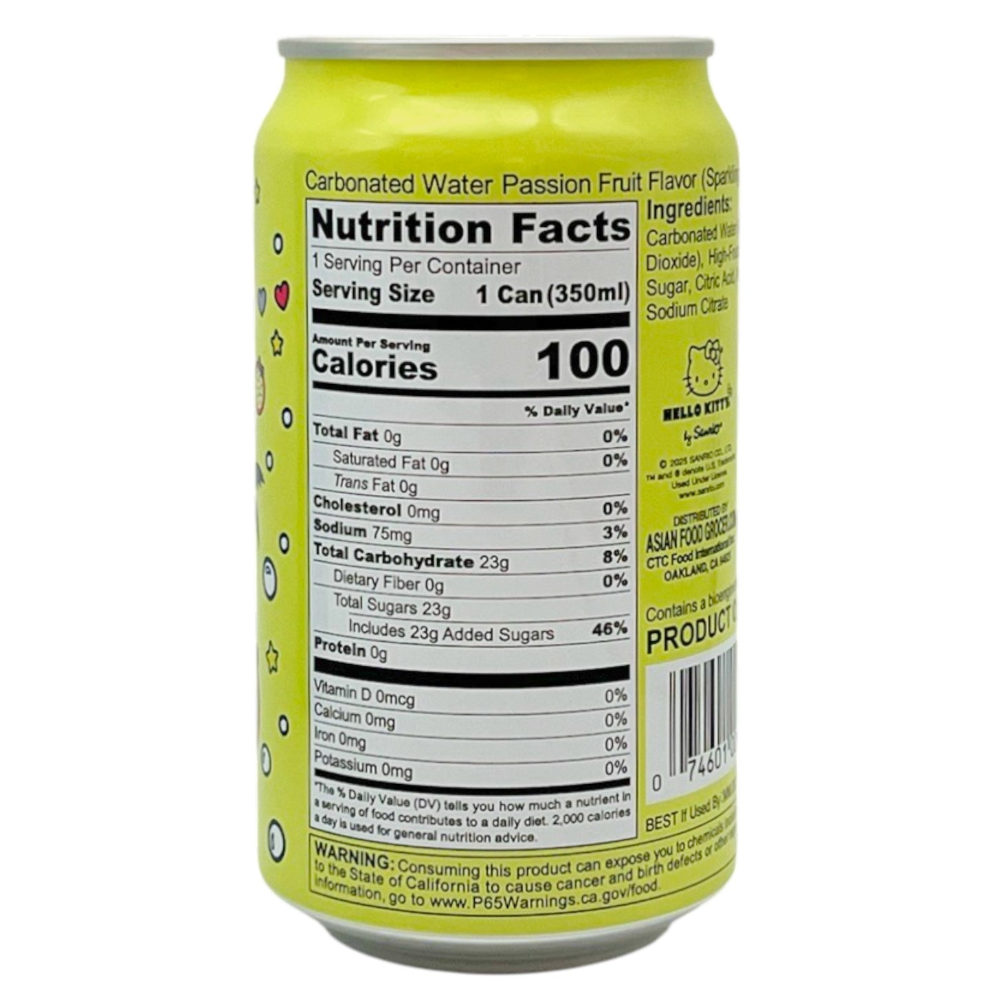 Hello Kitty Sparkling Soda Passion Fruit 11.83 fl oz