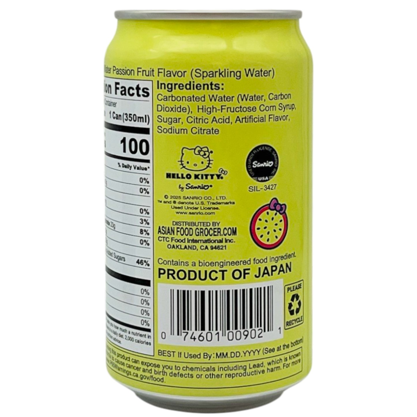 Hello Kitty Sparkling Soda Passion Fruit 11.83 fl oz