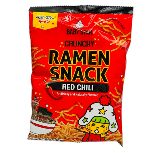 Baby Star Crunchy Ramen Snack Red Chili 2.46 oz