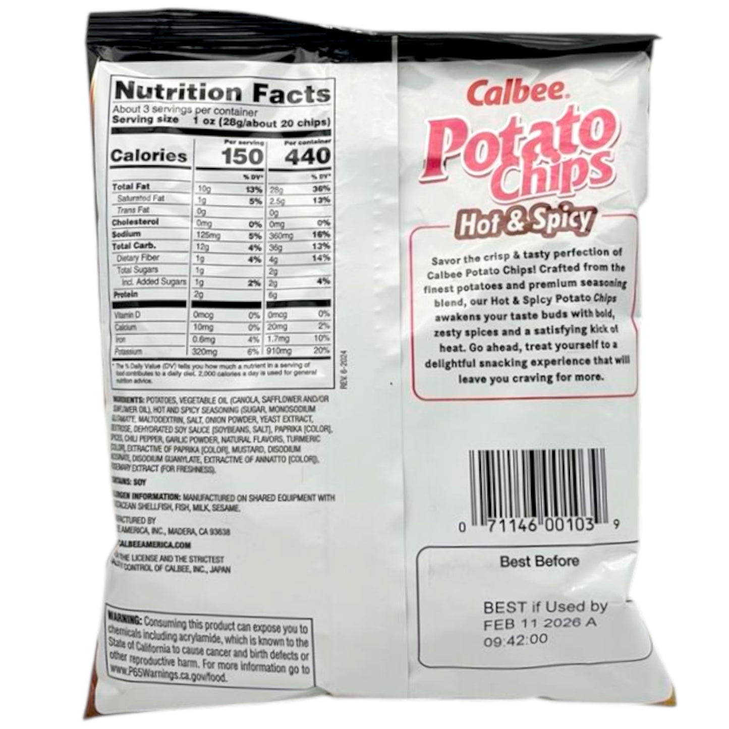 Calbee Hot & Spicy Potato Chips 2.8 oz