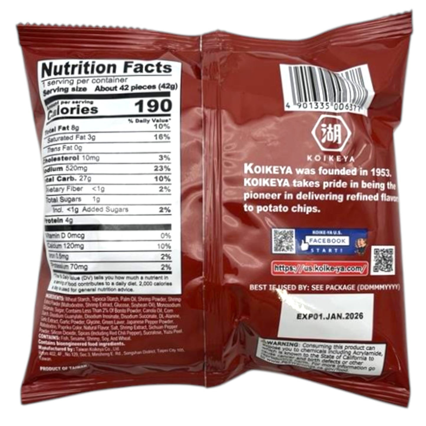 Koikeya The Shrimp Hot Chili Wheat Chips 1.4 oz