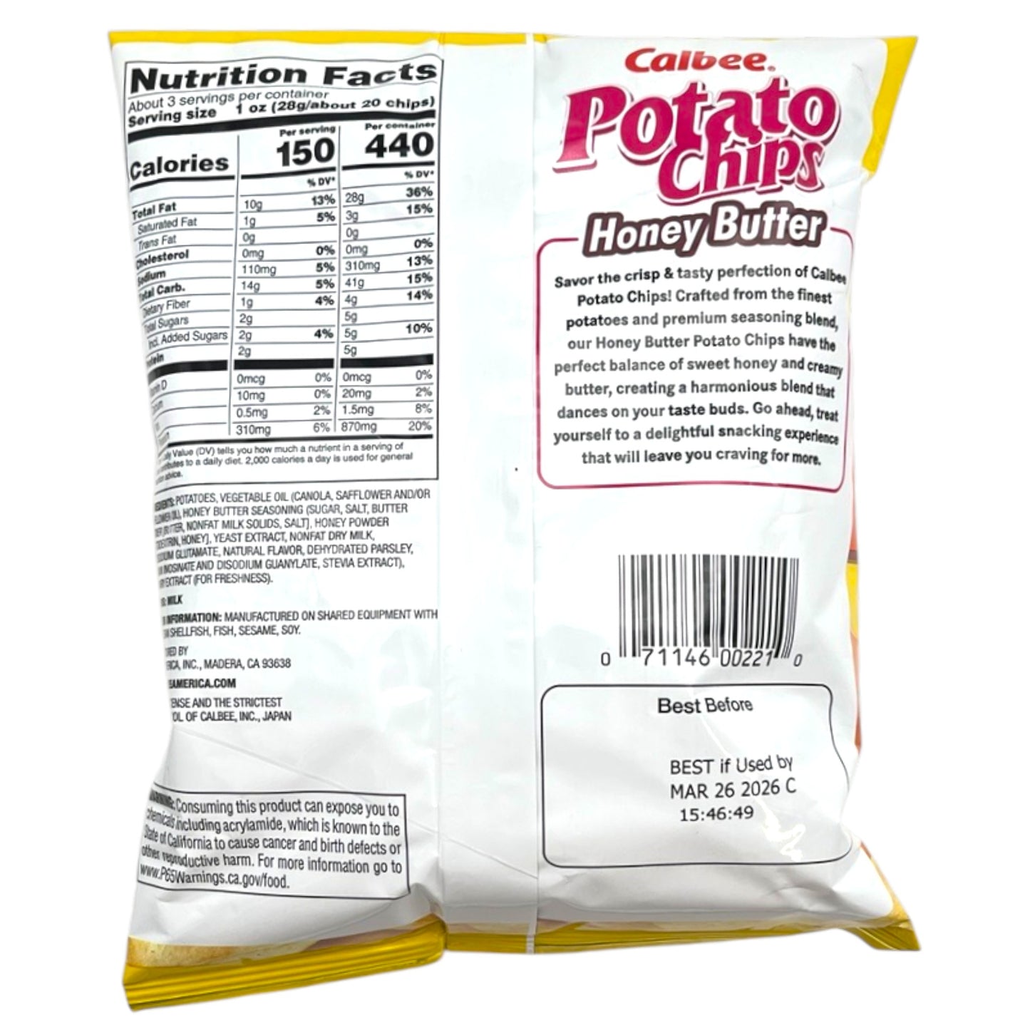 Calbee Honey Butter Potato Chips 2.8 oz