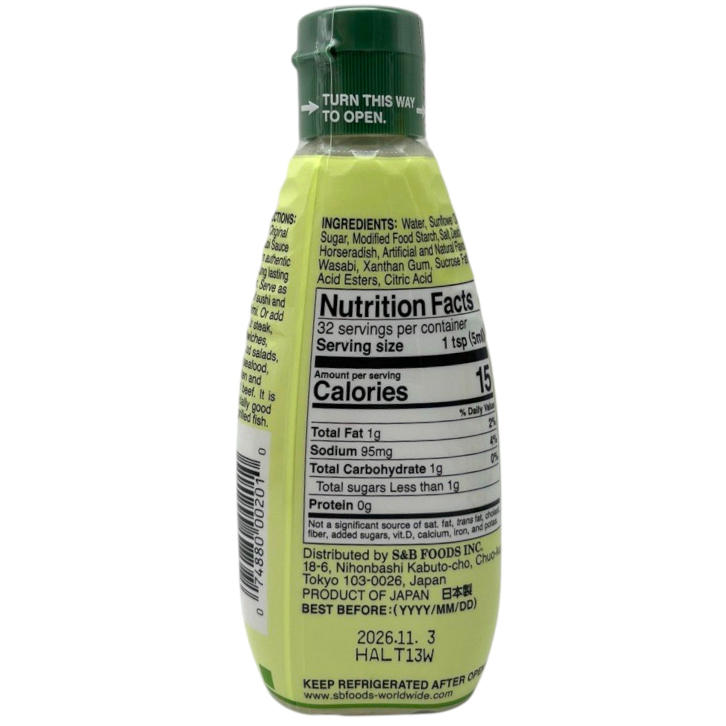 S&B Original Wasabi Sauce 5.3 fl oz