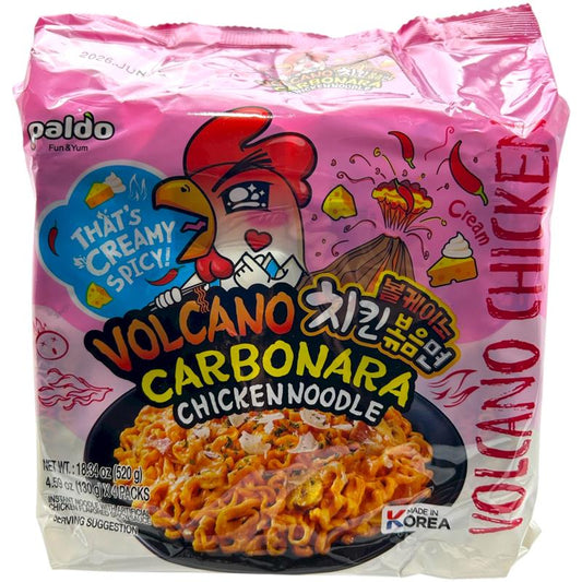 Paldo Volcano Carbonara Chicken Noodle 4 Packs 18.34 oz