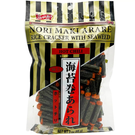 Shirakiku Nori Maki Arare Rice Cracker with Seaweed Hot Chili Flavor 3 oz