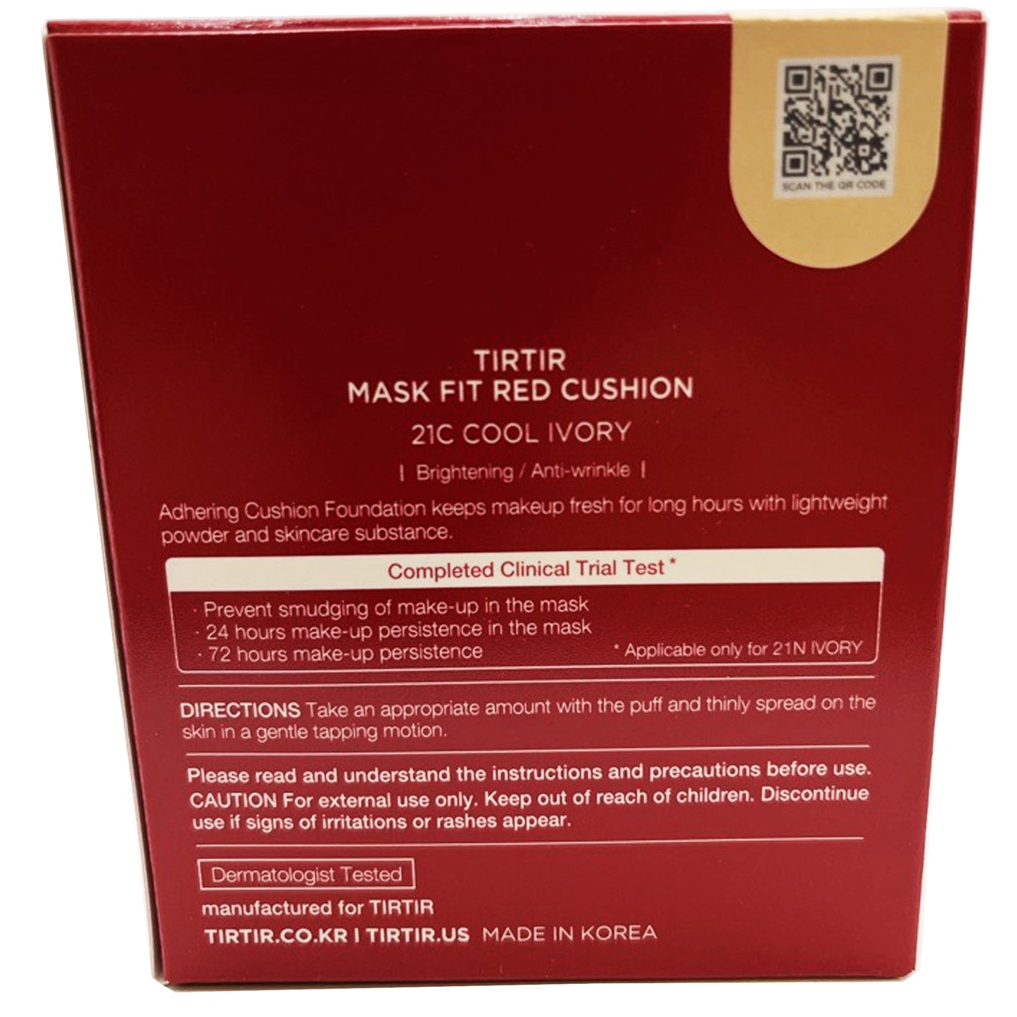 TIRTIR Mask Fit Red Cushion Foundation 21C Cool Ivory 0.63oz