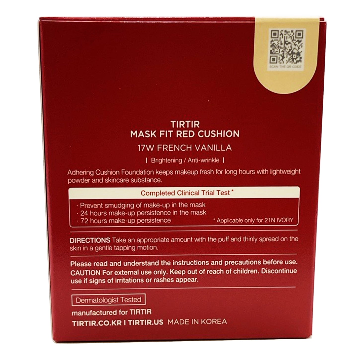 TIRTIR Mask Fit Red Cushion Foundation 17W French Vanilla 0.63oz