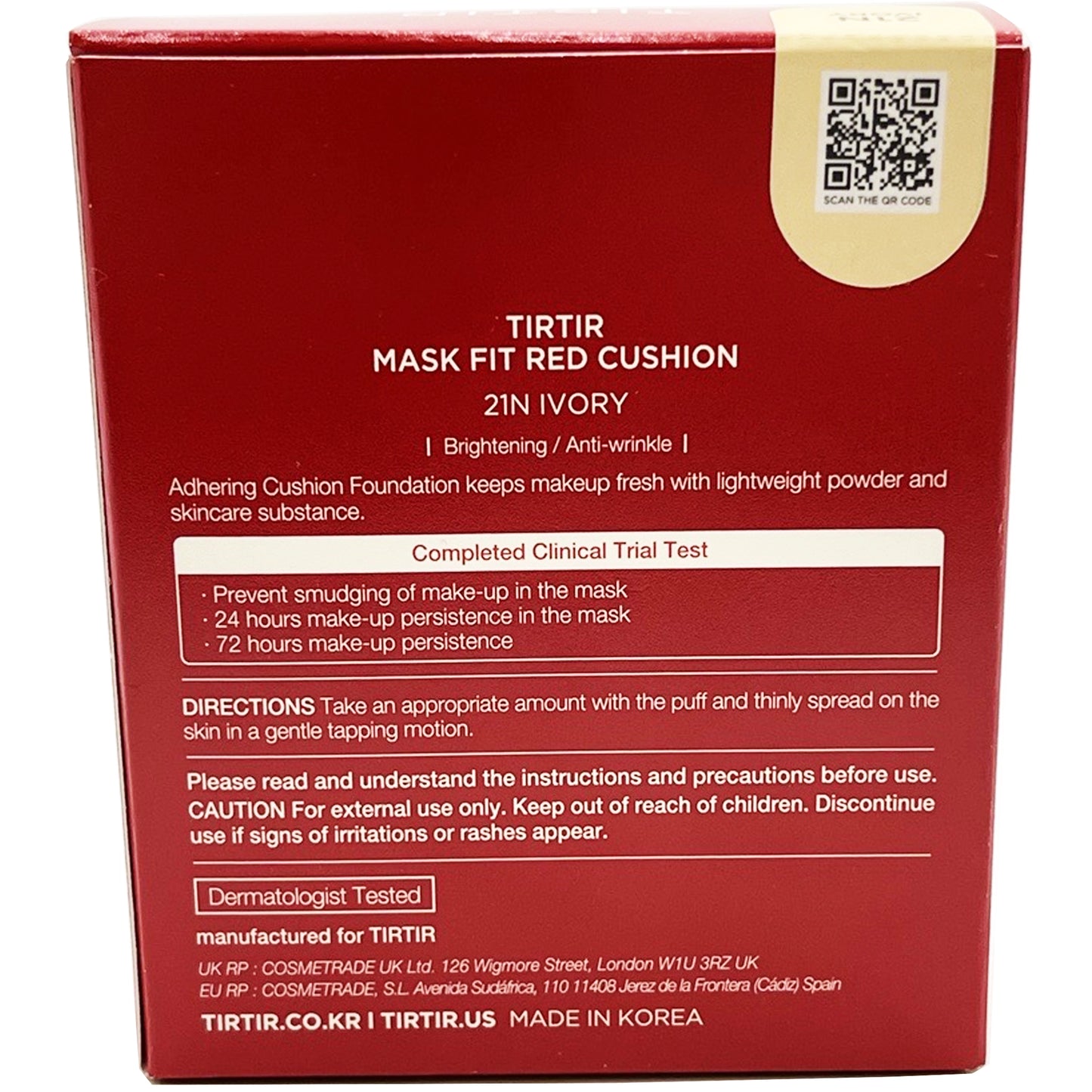 TIRTIR Mask Fit Red Cushion Foundation 21N Ivory 0.63oz