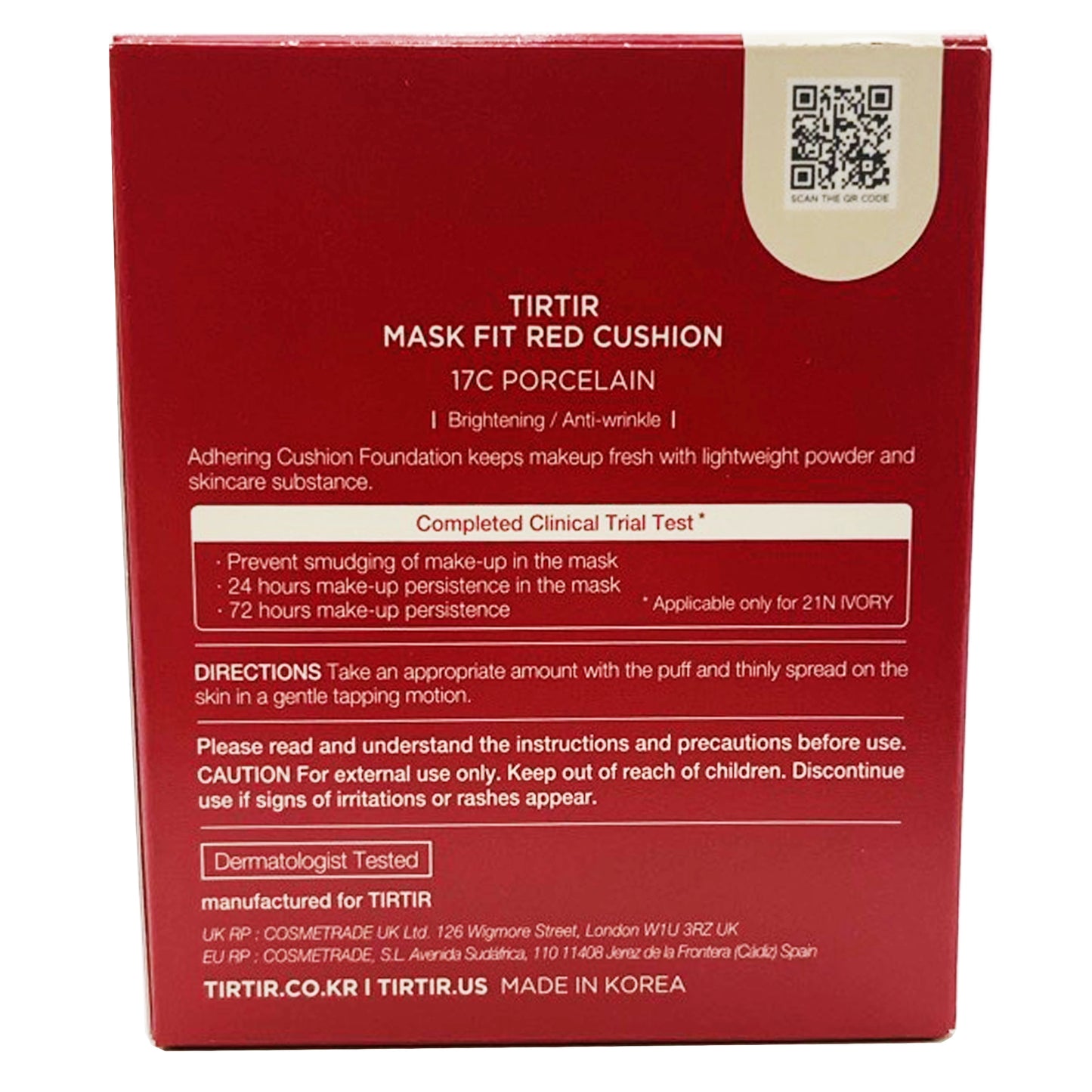 TIRTIR Mask Fit Red Cushion Foundation 17C Porcelain 0.63oz