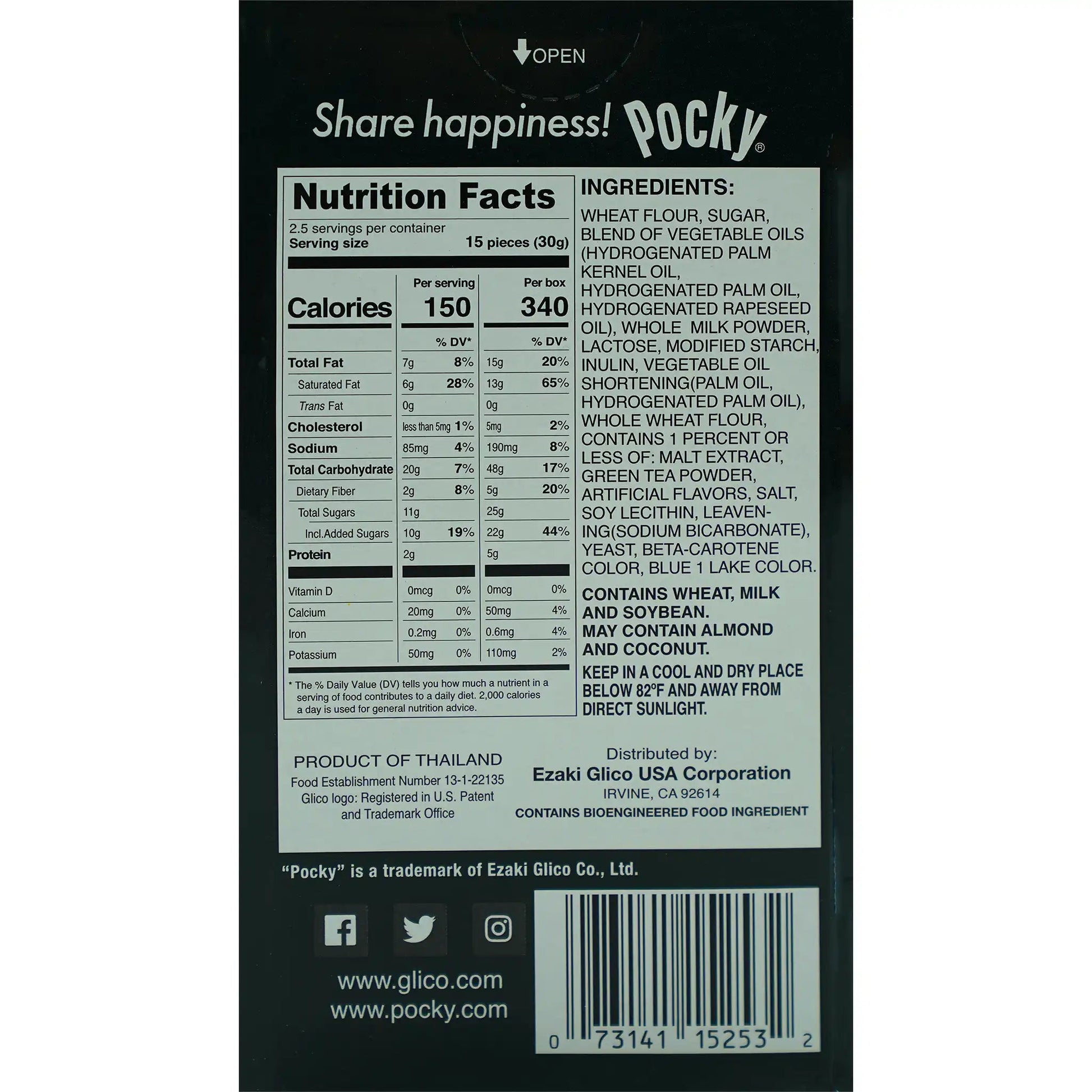 Glico Pocky Matcha Green Tea 2.47 oz - Tokyo Central - Crackers&Cookies - Glico -