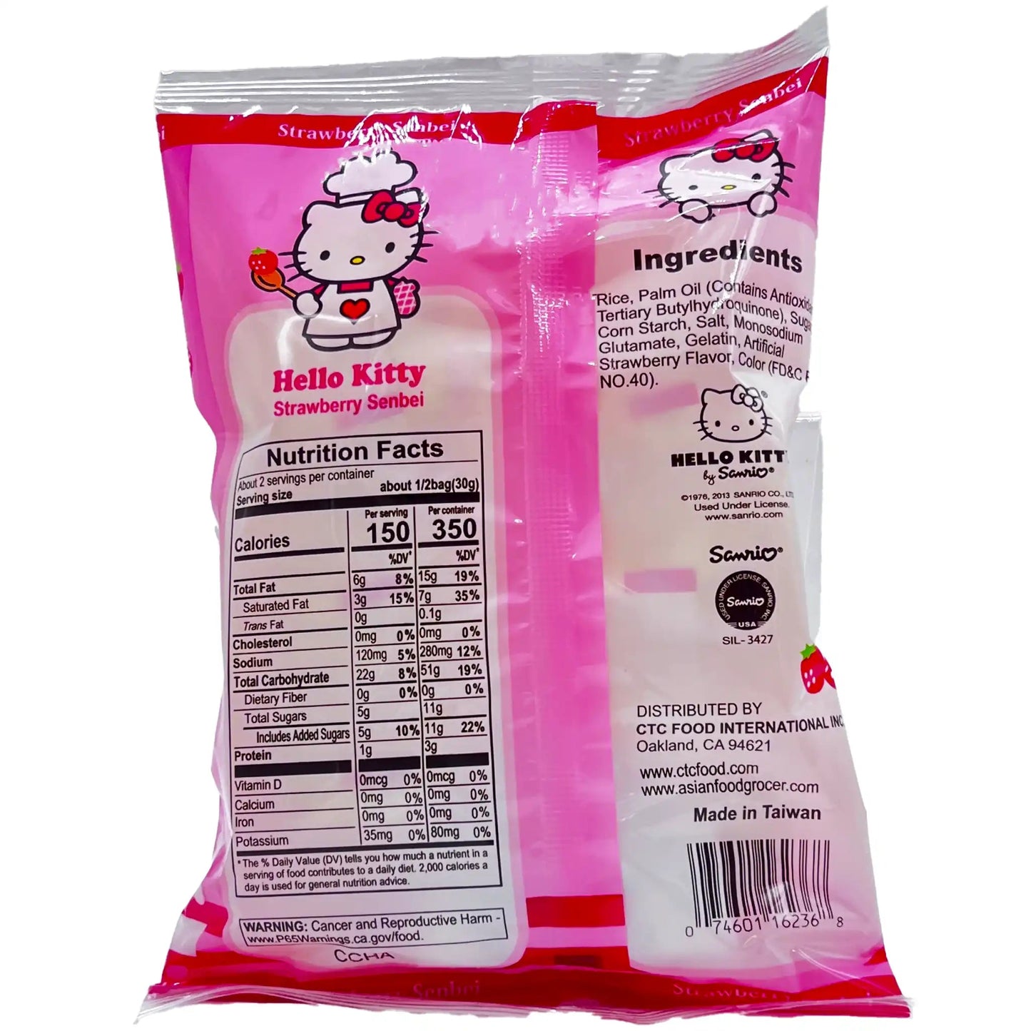 Hello Kitty Rice Cracker Strawberry Senbei 4.65 oz - Tokyo Central - Crackers&Cookies - Unknown -
