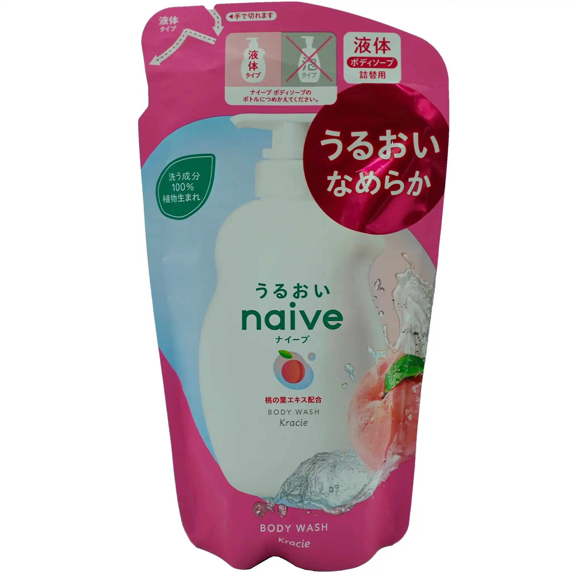 Naive Body Soap Peach Refill 380ml - Tokyo Central - Bath&Body - Kracie -