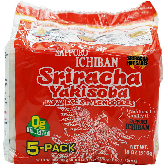 Sapporo Ichiban Sriracha Yakisoba 5 Packs 18 oz - Tokyo Central - Noodles - Sanyo -