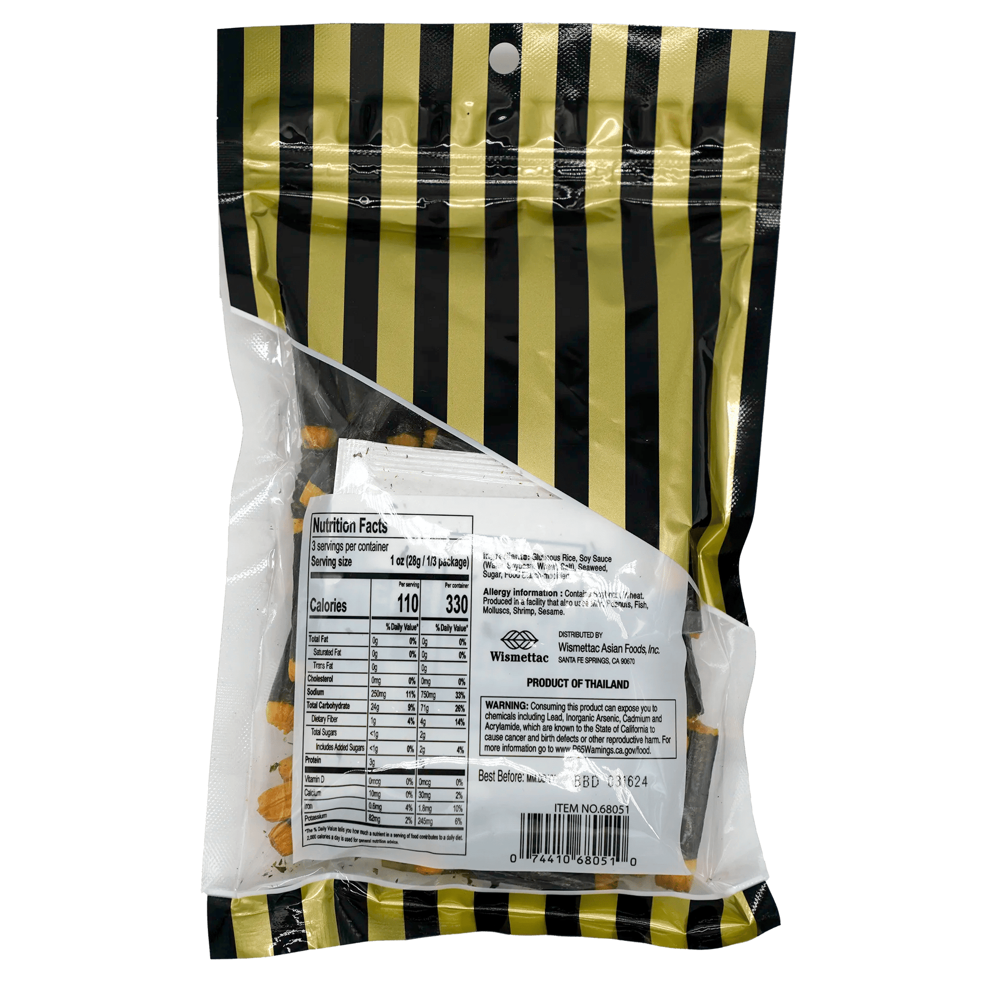 Shirakiku Norimaki Arare Seaweed Rice Cracker 3 oz - Tokyo Central - Crackers&Cookies - Shirakiku -